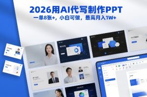 2026用AI代写制作PPT，一单8张+，小白可做，最高月入1W+-云途资源库