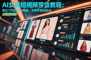 AI女装短视频带货教程：博主7天狂賺2W佣金，手把手复刻玩法，可直接照搬-云途资源库