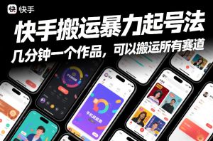快手搬运暴力起号法，几分钟一个作品，手机就能做，可以搬运所有赛道-云途资源库