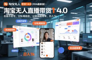 淘宝无人直播带货14.0（2026最新版）：合规不封号，公私域结合，玩法超简单，日入1k+【揭秘】-云途资源库