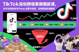 TikTok深圳跨境第2期爆款课，20天实战吃透TikTok Shop运营与变现，实现跨境变现翻倍-云途资源库