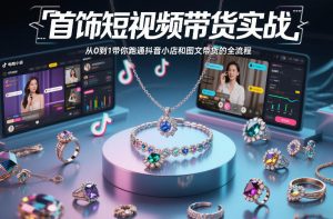 首饰短视频带货实战，从0到1带你跑通抖音小店和图文带货的全流程-云途资源库