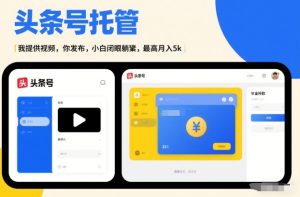 头条号AI托管，我提供视频，你发布，小白闭眼躺賺，最高月入5k+【揭秘】-云途资源库