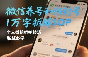 微信养号和防封号1万字拆解SOP，个人微信维护技巧，私域必学【文档】-云途资源库