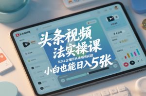 头条视频玩法实操课，从0-1全细节头条所有问题，小白也能日入5张-云途资源库