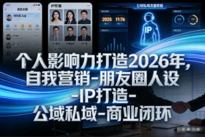 个人影响力打造2026年，自我营销-朋友圈人设-IP打造-公域私域-商业闭环-云途资源库