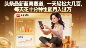 头条最新蓝海赛道，一天轻松大几张，每天花十分钟也能月入过1W【揭秘】-云途资源库