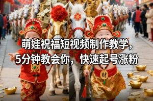 萌娃祝福短视频制作教学，5分钟教会你，快速起号涨粉-云途资源库