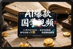AI爆款国学视频，独家起号方法，小白直接上手，当天可见收益，单号日收入5张+附保姆级教程-云途资源库