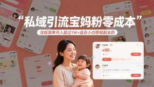 私域引流宝妈粉零成本流程简单月入超过1W+适合小白想做副业的-云途资源库