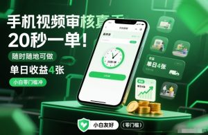手机视频审核真香！20秒一单，随时随地可做，单日收益4张，小白零门槛冲【揭秘】-云途资源库