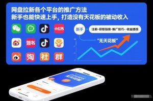 网盘拉新各个平台的推广方法，新手也能快速上手，打造没有天花板的被动收入-云途资源库