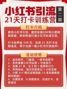 小红书引流21天打卡训练营第二期，助你快速打通小红书私域引流打粉-云途资源库