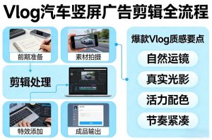 Vlog感觉汽车竖屏广告剪辑脚本全流程，拿捏爆款Vlog质感-云途资源库
