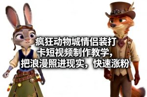 疯狂动物城情侣装打卡短视频制作教学，把浪漫照进现实，快速涨粉-云途资源库