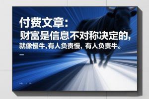 付费文章：财富是信息不对称决定的，就像慢牛，有人负责慢，有人负责牛-云途资源库