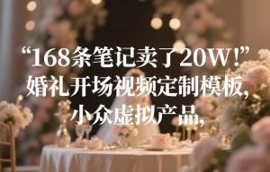 168条笔记卖了20W！婚礼开场视频定制模板，小众虚拟产品-云途资源库