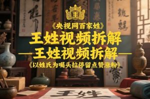 央视网百家姓–王姓视频拆解,以姓氏为噱头拉停留点赞涨粉-云途资源库