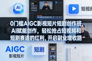 0门槛AIGC影视短片短剧创作班,AI赋能创作,轻松抢占短视频和短剧赛道的红利,开启副业增收路-云途资源库