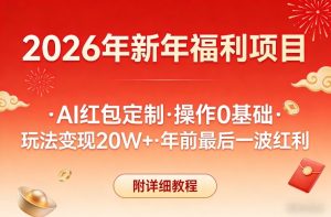 新年福利项目,AI红包定制,操作0基础,玩法变现20W+年前最后一波红利,附详细教程-云途资源库