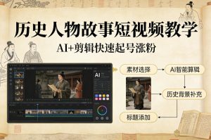 历史人物故事短视频教学，AI+剪辑制作历史人物题材短视频，快速起号涨粉-云途资源库