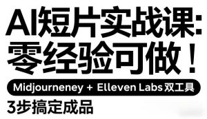 AI短片实战课：零经验可做，Midjourney+ElevenLabs双工具，3步搞定成品-云途资源库