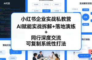 小红书企业实战私教营,AI赋能实战拆解+落地演练+同行深度交流,可复制系统性打法-云途资源库