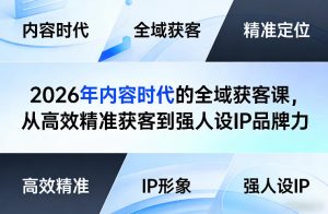 2026年内容时代的全域获客课，从高效精准获客到强人设IP品牌力-云途资源库