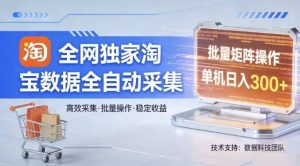全网独家，淘宝数据全自动采集项目，批量可矩阵，单机轻松日入300【揭秘】-云途资源库
