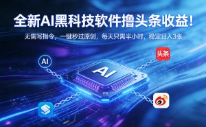 全新AI黑科技软件撸头条收益!无需写指令,一键秒过原创,每天只需半小时,稳定日入3张【揭秘】-云途资源库