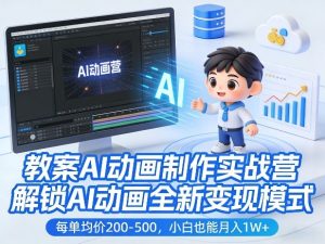 教案AI动画制作实战营,解锁AI动画全新变现模式,每单均价200-500,小白也能月入1W+-云途资源库