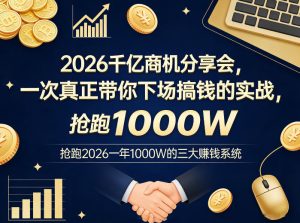 2026千亿商机分享会，一次真正带你下场搞钱的实战，抢跑2026一年1000W的三大賺钱系统-云途资源库
