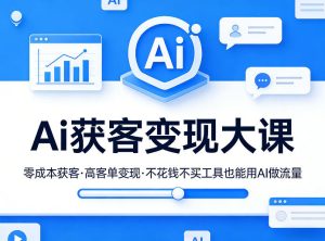 Ai获客变现大课，零成本获客，高客单变现，不花钱不买工具也能用AI做流量-云途资源库