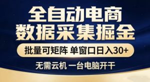 独家电商数据全自动采集项目，批量可矩阵，单窗口轻松日入3张+【揭秘】-云途资源库