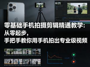 零基础手机拍摄剪辑精通教学：从零起步，手把手教你用手机拍出专业级视频-云途资源库