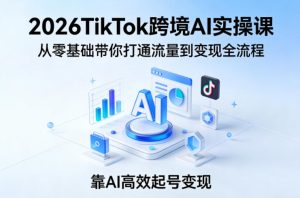 2026TikTok跨境AI实操课，从零基础带你打通流量到变现全流程，靠AI高效起号变现-云途资源库