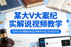 某大V大案纪实解说视频教学，可做伙伴计划、撸精选收益，视频号和支付宝分成计划均可-云途资源库