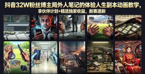 抖音32W粉丝博主局外人笔记的体验人生副本动画教学，拿伙伴计划+精选独家收益，新赛道新涨粉快【录制版】-云途资源库