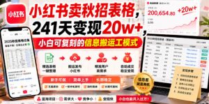 小红书卖秋招表格，241天变现20w+，小白可复刻的信息搬运工模式-云途资源库