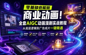 零基础也能做商业动画!全套AIGC动画漫剧实战教程,从底层逻辑到广告成片一键精通-云途资源库