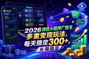 2026微信小程序广告主,多重变现玩法,每天稳定300+,长期稳定【揭秘】-云途资源库
