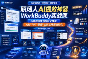 职场人AI提效神器WorkBuddy实战课，从基础操作到自定义技能，文档-PPT-数据-会议全场景自动化-云途资源库