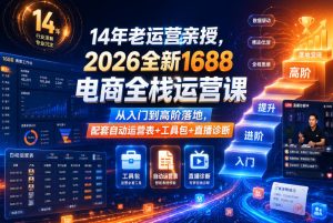 14年老运营亲授,2026全新1688电商全栈运营课,从入门到高阶落地,配套自动运营表+工具包+直播诊断等-云途资源库