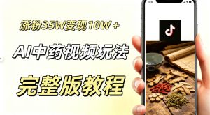 用ai做中药视频,涨粉35.8W,分成计划+橱窗累计变现10W+-云途资源库