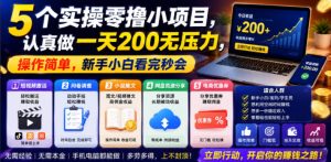 5个实操零撸小项目,认真做一天200无压力,操作简单,新手小白看完秒会【揭秘】-云途资源库